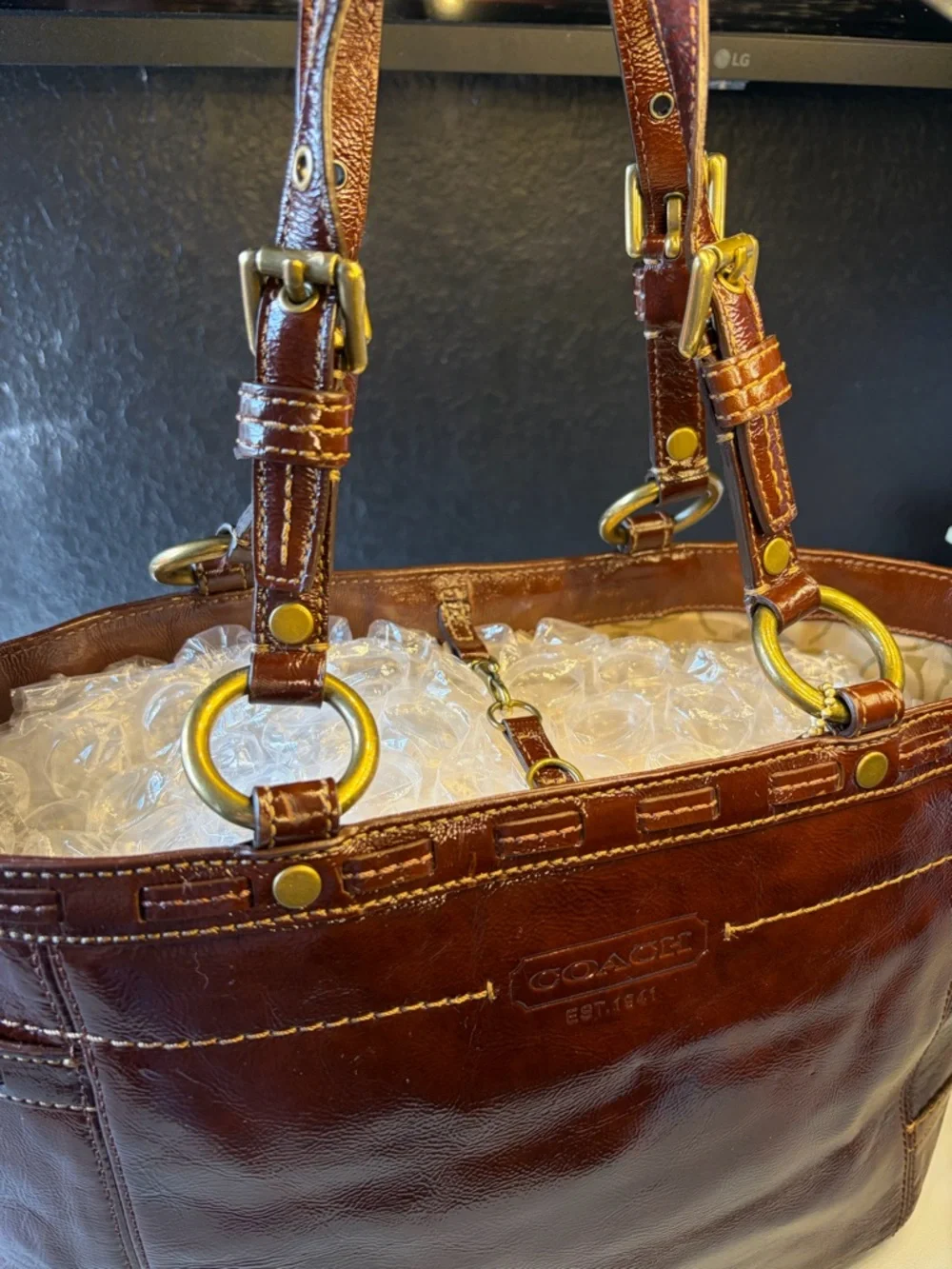 Coach Patent Leather Shoulder Tote with Gold Hardware! #11500 - Picture 11 of 16